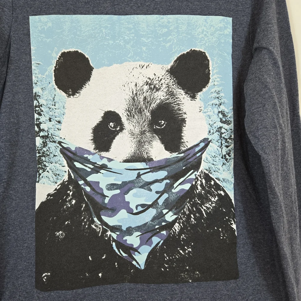 Old Navy Boys Navy Panda Camouflage Bandana‎ Graphic Long Sleeve Casual Tee XL